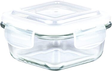 Набір скляних контейнерів для зберігання їжі Grizzly Glas, 6 шт по 320 мл, герметичні квадратні ланч-бокси з клік-застібкою для духовки, мікрохвильовки та морозильної камери
