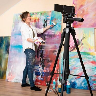 Штатив Hama 3D для камери та смартфона, легкий фотоштатив 153 см, трипод із трьохпозиційною головкою, для відеокамери та дзеркальної камери, чорний
