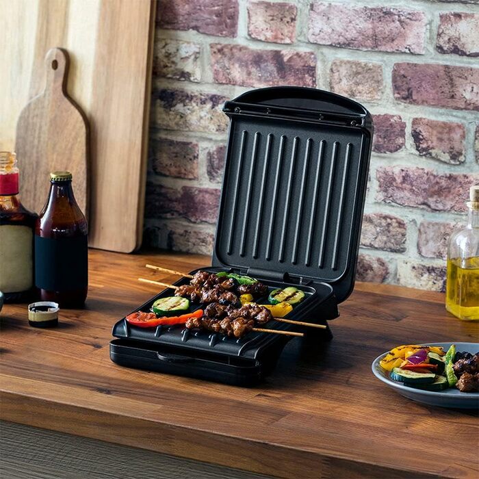 Електричний гриль George Foreman 25800, багатофункціональна гриль-плита і тостер, швидкий нагрів, легке очищення, чорний