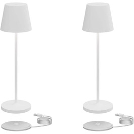 Klighten Набір з 2 димованих LED настільних ламп, тепле світло 3000K, акумуляторні, дизайнерські, USB зарядка, темно-сірий алюміній, для дому та вулиці
