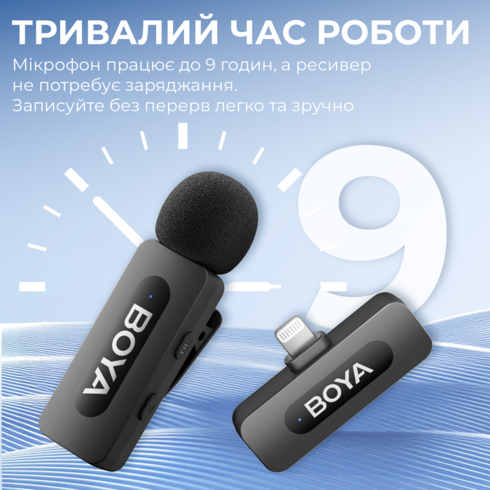 Бездротовий петличний мікрофон BOYA BY-V1 Lightning Black