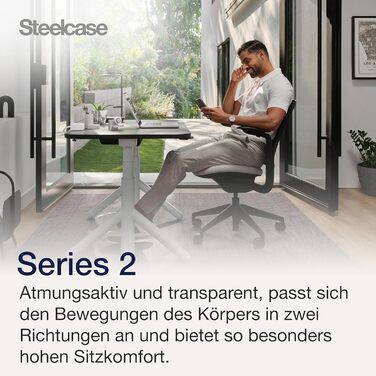 Офісний крісло Steelcase Series 2 з підтримкою спини LiveBack, 4D підлокітники, регульована підголовник, колір Трюфель, сучасний дизайн