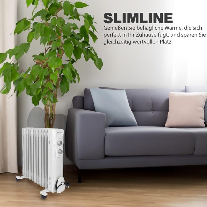 Масляний радіатор Clatronic RA 3735, електричний обігрівач Slimline на 1500 Вт, 7 секцій, 3 режими потужності для приміщень до 30 м²