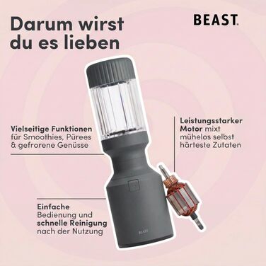 Блендер стаціонарний BEAST 1200W для смузі, коктейлів та льоду, 3 стакани Tritan 1200 мл, сірий графіт