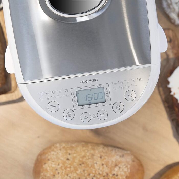 Хлібопічка Cecotec Bread&Co 1000 Delicious, 550 Вт, 19 програм, для хліба до 1 кг, таймер на 15 годин, біла