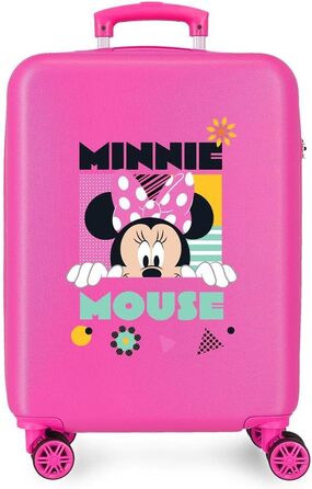 Дитяча валіза Disney Minnie рожевого кольору, ABS, 38x55x20 см, 35 л, з кодовим замком і 4 подвійними колесами, ручна поклажа
