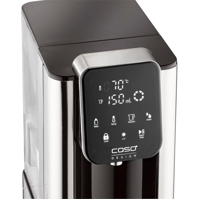 Диспенсер для гарячої води CASO HW 666 Inox UV з УФ-дезінфекцією, 2.7л, 2600Вт, для дитячого харчування, 40-100°C, нержавіюча сталь, з фільтром
