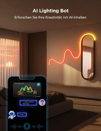 Гнучка неонова LED-стрічка Govee Neon Rope Light 2 RGBIC, 5м, біла, для DIY дизайну та інтер'єру