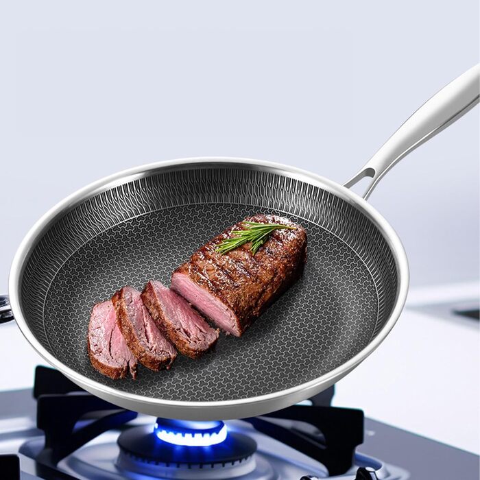 Сковорода з нержавіючої сталі Karl Hausmann Ø 28 см - не покрита антипригарним покриттям, для індукційних плит, преміум-якість, для смаження картоплі, м'яса та овочів, придатна для миття в посудомийній машині
