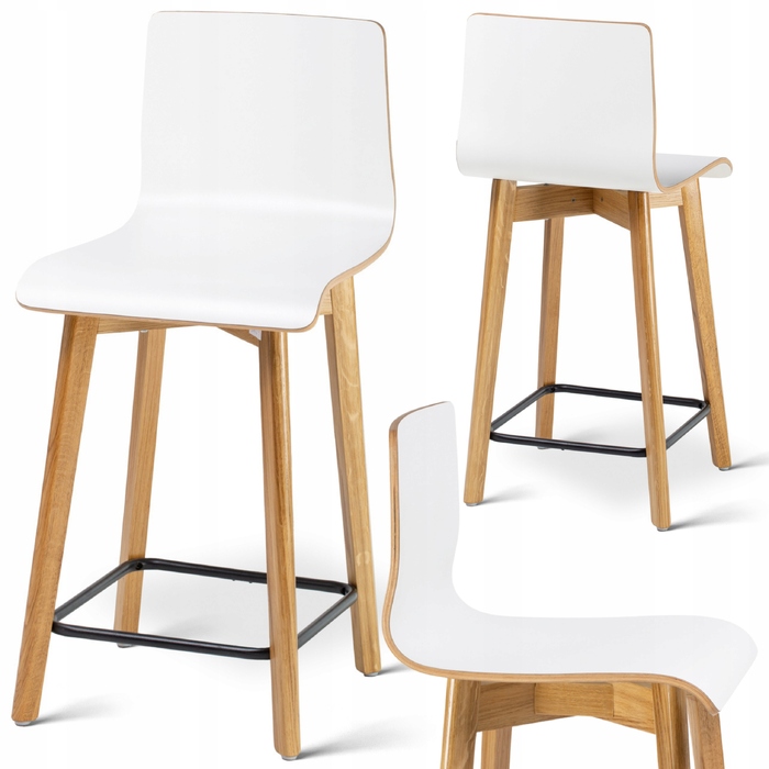 Барний стілець Hoker Deltachairs, білий/дуб, дерево, 90 см