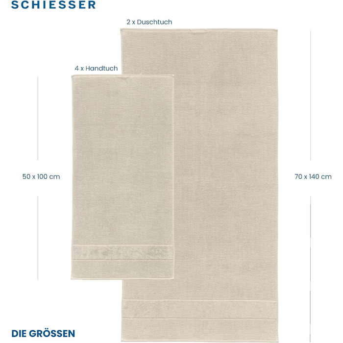 Рушники Schiesser Turin 4 шт. 100% бавовна, екологічні, 50х100 см, грейж