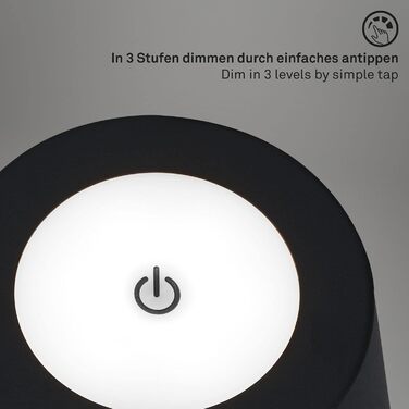 BRILONER – LED акумуляторний торшер 3 в 1, ступінчасте затемнення, сенсорне керування, бездротова, чорна, для вулиці