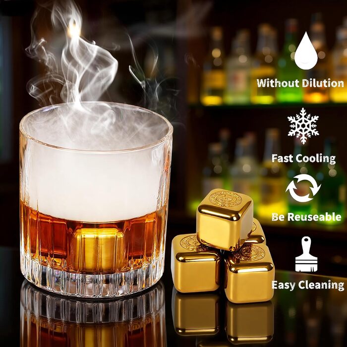 Набір для копчення віскі та коктейлів з пальником, 4 видами деревних трісок та камнями для охолодження, подарунковий набір для бурбону (без бутану)