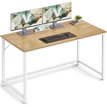 Комп'ютерний стіл VASAGLE для офісу та дому, робочий стіл 120 x 60 x 76 см, колір дуб натуральний та перламутровий білий, LWD041W70V2