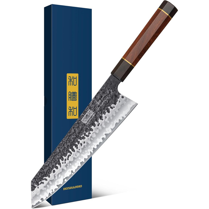 Японський ніж Santoku HOSHANHO 18 см з високоякісної сталі, кухонний ніж для професіоналів та дому, зручна ручка, подарункова коробка