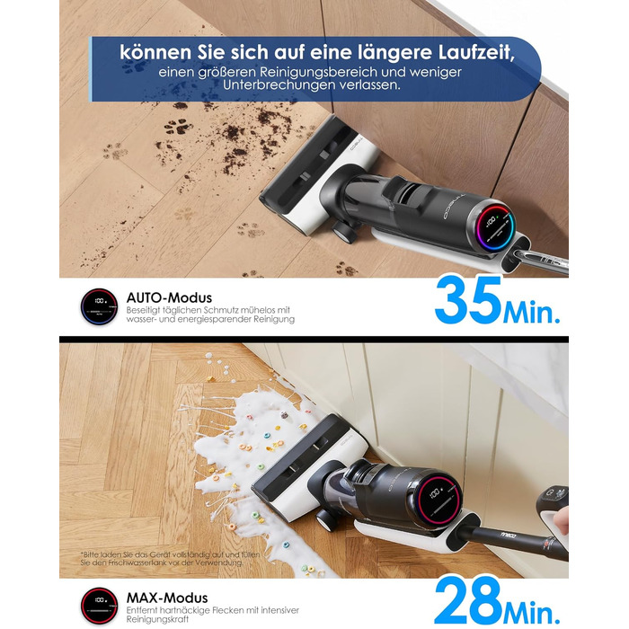 Tineco Floor One S5: Розумний акумуляторний пилосос 2-в-1 для вологого та сухого прибирання з технологією iLoop, для твердих підлог та шерсті тварин