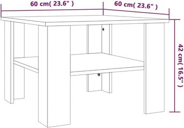 Журнальний стіл vidaXL для вітальні, димчастий дуб, 60x60x42 см, ДСП