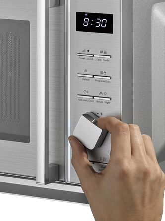 Мікрохвильова піч CASO MG 20 Cube Ceramic з грилем, керамічне дно, без поворотного столика, подвійний рівень грилю, інноваційний контролер CUBE, LED-підсвітка, срібляста