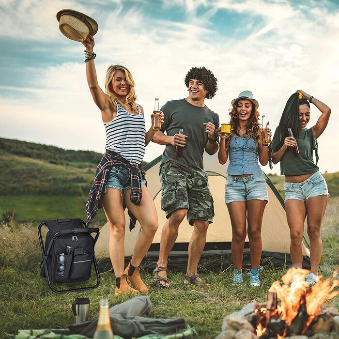 Складаний кемпінговий стілець Relaxdays з сумкою для перенесення, легкий та портативний, чорний