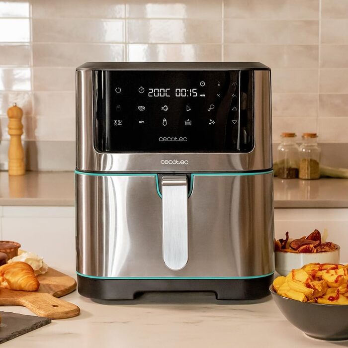 Фритюрниця з гарячим повітрям Cecotec Cecofry Supreme 8000, 8 л, 1800 Вт, без масла, сенсорне управління, 10 програм, попередній нагрів, сигнал, нержавіюча сталь
