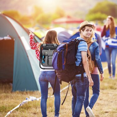 Складаний кемпінговий стілець-рюкзак Relaxdays з кишенею, легкий і міцний, поліестер, 43x35x29 см, сірий