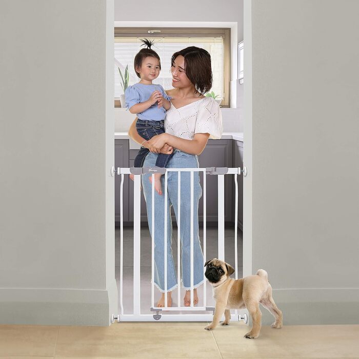 Захисні дитячі ворота Dreambaby AVA Slimline білі 61-68 см для дверей та сходів – з механізмом фіксації під тиском