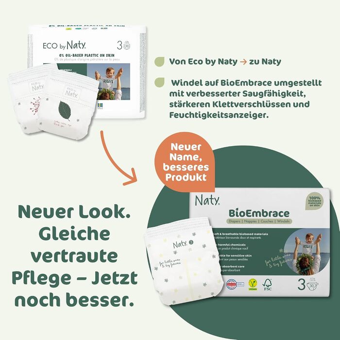 Екологічні підгузки для дітей Naty BioEmbrace, розмір 4 (7–18 кг), 88 шт