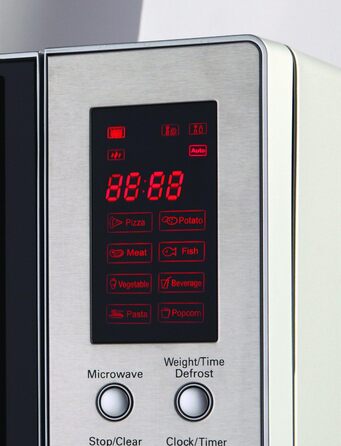Мікрохвильова піч ECG MTD 231 S, 23 л, 800 Вт, електронне керування, нерж. сталь, срібляста