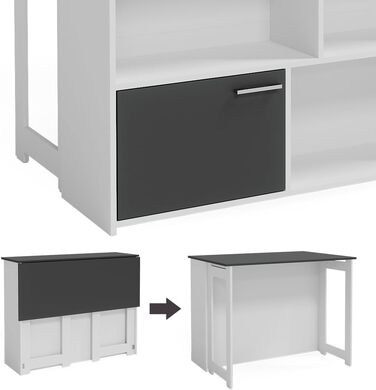 Барний набір Vicco Dominic Goldkraft Дуб/Антрацит, 116x37 см з 2 барними стільцями, складний стіл для кухні та невеликих приміщень