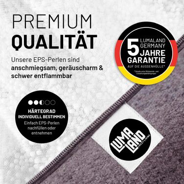 Мішок для сидіння Lumaland Comfort Line 80x90x50 см, темно-сірий - м'яке та зручне крісло-мішок для дітей та дорослих з EPS-гранулами
