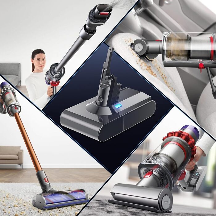 Акумулятор для пилососа Dyson V6 Powtree (2 фільтри, захисна кришка, гвинти) 6.0Ah Сірий