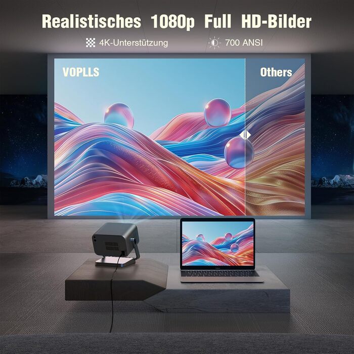 Smart Beamer 28000 Lumen: 4K проєктор з автофокусом, Dolby Audio, WiFi6, Bluetooth, підтримкою 1080P для дому та вулиці