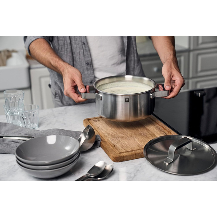 Набір посуду ZWILLING PURE, 5 предметів, з нержавіючої сталі 18/10, керамічне покриття, Stay-Cool ручки, придатний для миття в посудомийній машині (срібний)