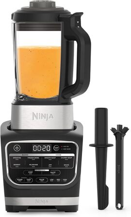 Блендер-суповарка Ninja Foodi HB150EU, 1,7 л, 1000 Вт, 10 програм, гарячий і холодний міксер, скляний глечик, чорний
