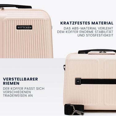 Валіза велика Wittchen Stripes Line XL (76.5x50x29 см) — Жорстка пластикова валіза-тролей ABS, 96 л, 4 колеса 360°, кодовий замок, телескопічна ручка, пудрово-рожева