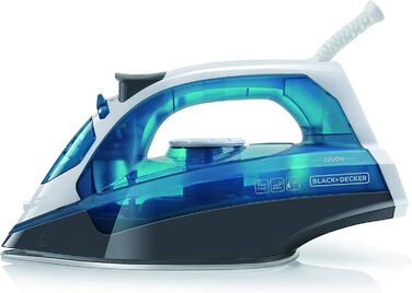 Парова праска BLACK+DECKER BXIR2200E, 2200 Вт, пластик, резервуар 370 мл, синя