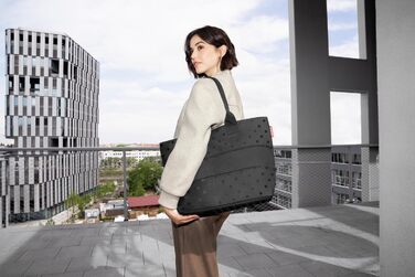 Сумка-шопер Reisenthel Shopper E1 - велика містка сумка для покупок, чорний колір, глянцевий принт Dots