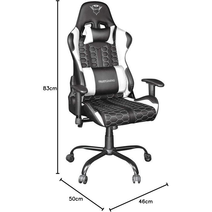Ігрове крісло Trust Gaming GXT 708W Resto, біле, 360° обертання, знімні подушки, регульована висота, офісне крісло для комп'ютера