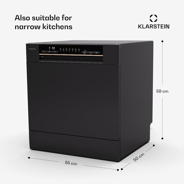 Посудомийна машина Klarstein Mini 6 комплектів, тиха, компактна, 7 програм, для дому, офісу, кемпінгу, з підключенням до води