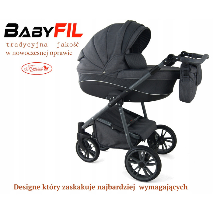 Дитячий візок 2в1 Krasnal BabyFIL, екошкіра + льон