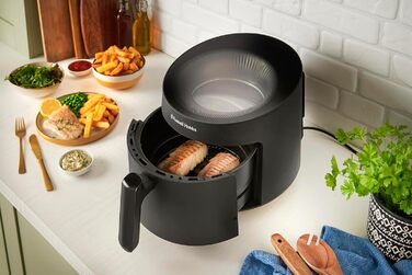 Аерофритюрниця Russell Hobbs SatisFry Panoramic 5 л, 10 програм, з оглядовим вікном, без олії, для фритюру, грилю, запікання, до 200°C, чорна, модель 27420-56