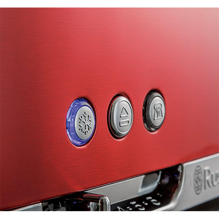Тостер Russell Hobbs Luna Edelstahl Red для 2 скибок хліба з широким прорізом, з підставкою для булочок, 6 режимів підсмажування, розморожування та підігрів - 23250-56