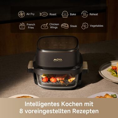 Аерофритюрниця Mova AeroChef AF20 Pro, 9 л, дві зони приготування, SyncFinish, 2700 Вт, діапазон 40-230 °C, конвекційний підігрів