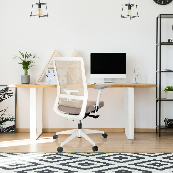 Офісне крісло / обертове крісло PURE WHITE сітка / тканина бежева hjh OFFICE