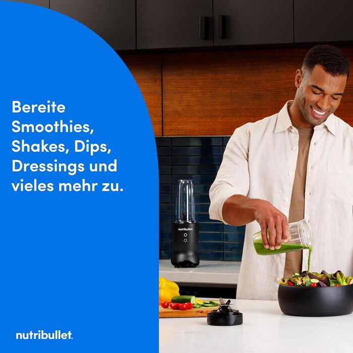 Nutribullet Ultra NB1206MB: Електричний блендер для смузі з глечиками Tritan, 900мл + 700мл, 2 кришки To-Go, 1200 Вт, сірий