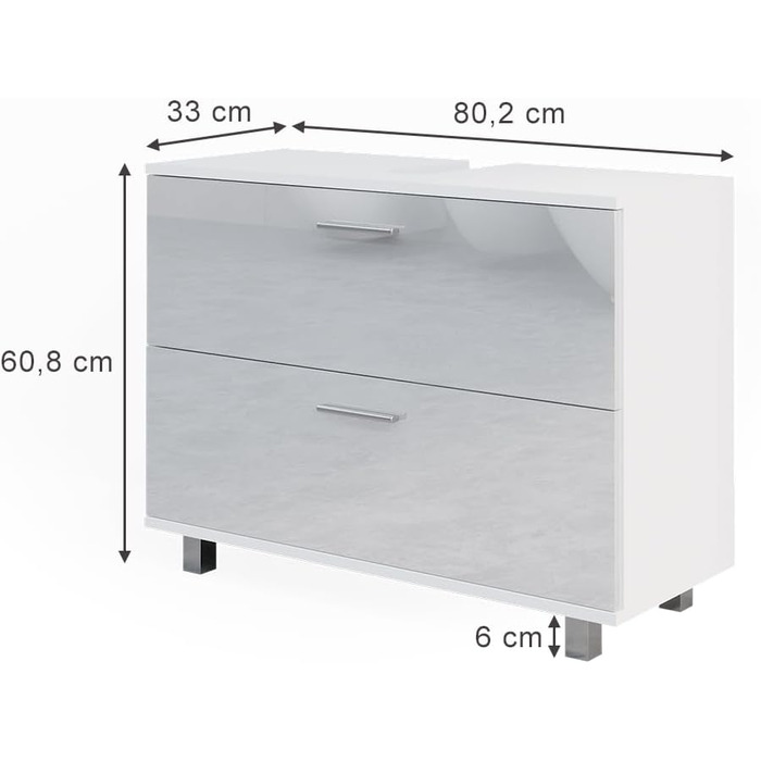 Тумба під умивальник Vicco Ilias, білий глянець, 80.2x60.8 см