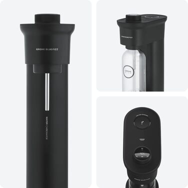 Сифон для газування води GROHE Blue Fizz Starter Set, чорний (3 рівні газування, пляшка 0.85л, CO2-дисплей), 31943K00
