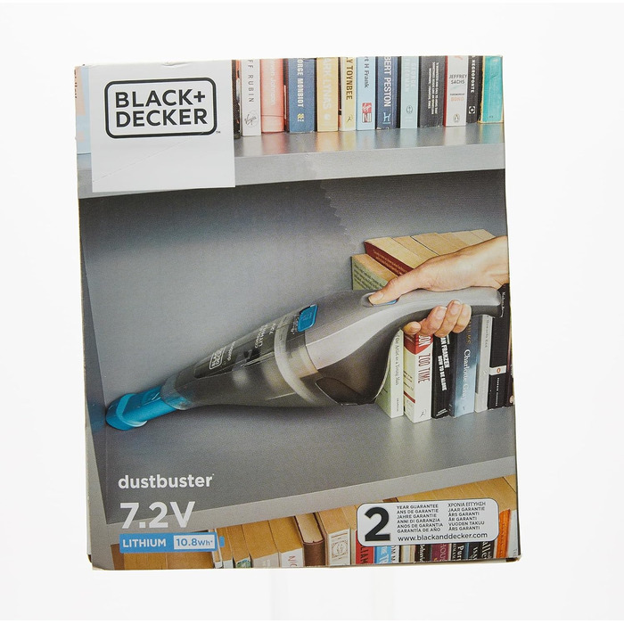 Пилосос ручний акумуляторний Black+Decker Dustbuster NVC215WA-QW, безмішковий, 7,2V, насадки для щілин і м'яких меблів, настінна зарядка, 385 мл, кобальтово-синій