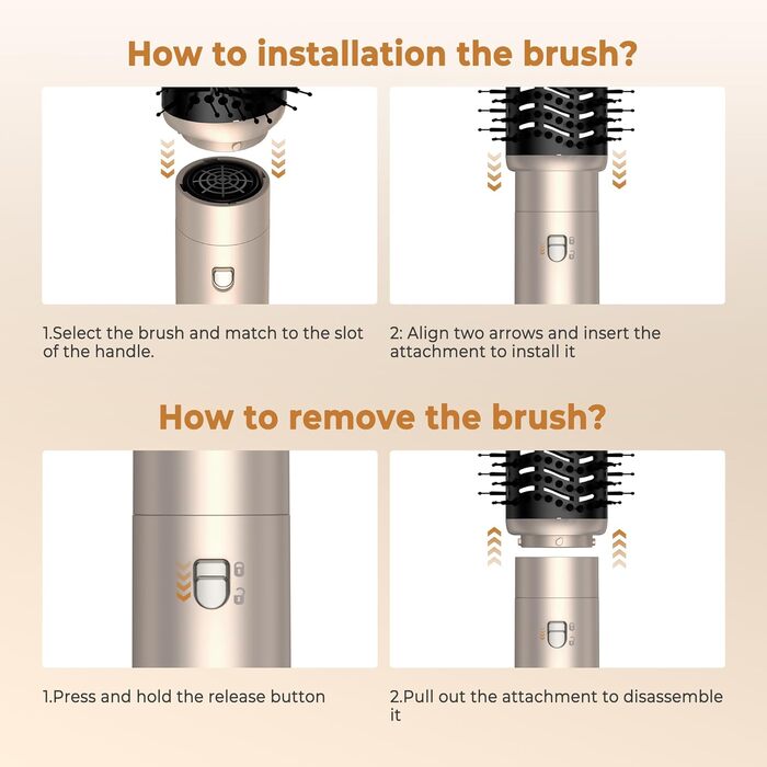 UKLISS Hairstyler 6 в 1: Професійний набір для укладки волосся (фен-щітка, плойка, випрямляч) 1000W, срібно-золотий