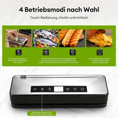 Вакууматор 6-в-1 для продуктів з функцією імпульсного режиму та вбудованим різаком, чорний